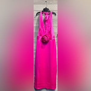 Satin Halter Neck Midi Dress